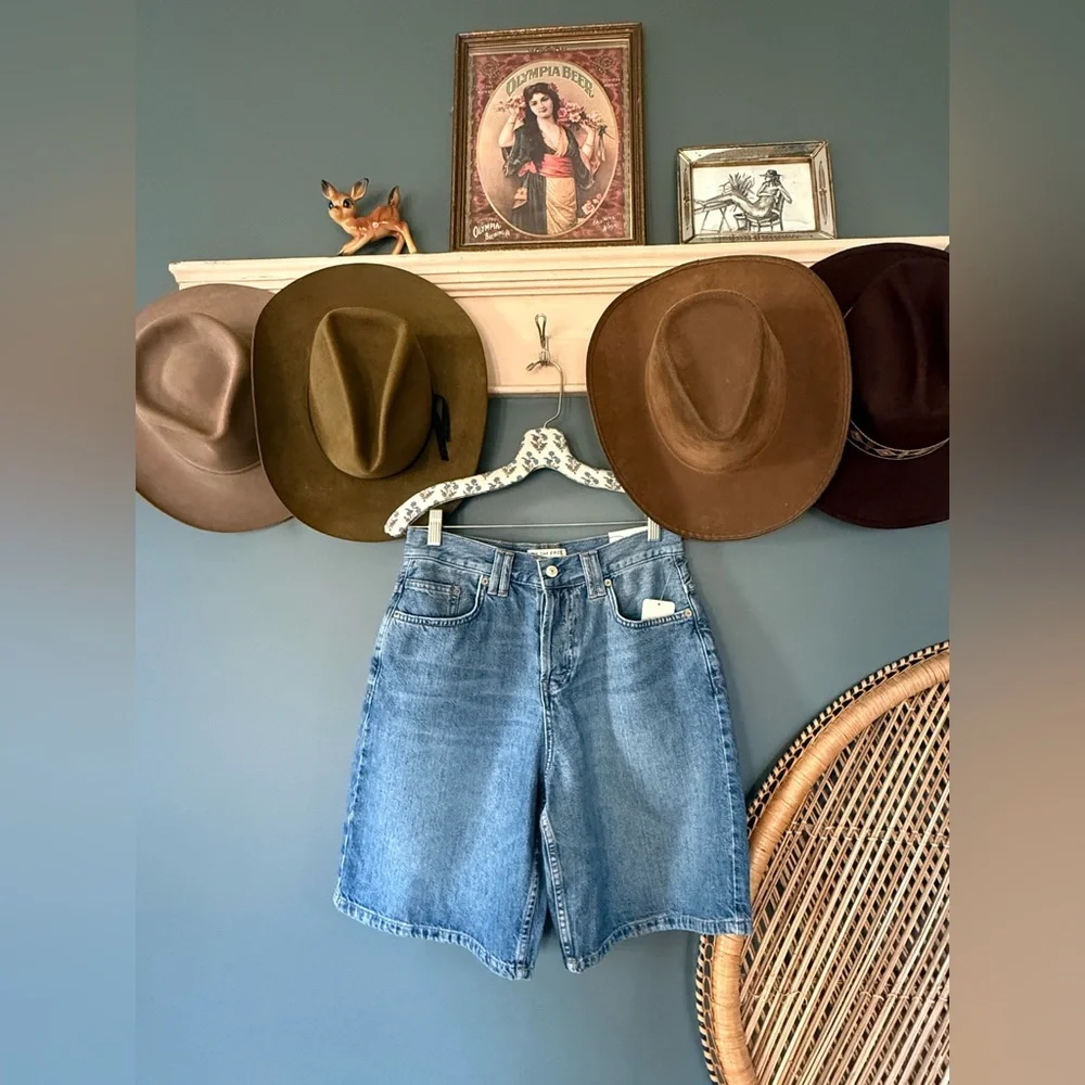 Free People Montana Blue Denim Long Shorts